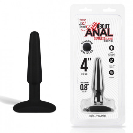 Тонкий анальный плаг из бархатистого люкс силикона Erotic Fantasy