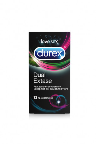 Презервативы рельефные с пролонгацией для него Durex Dual Extase