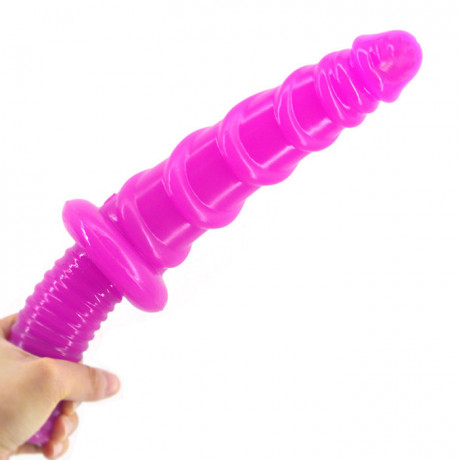 Ребристый дилдо с удобной ручкой