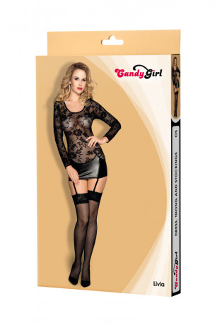 Эффектное эластичное платье с длинными рукавами Livia