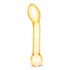 Стеклянный фаллос шафранового цвета со специально загнутой головкой HONEY DRIPPER