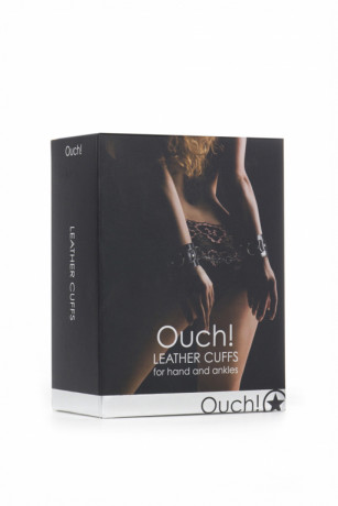 Кожаные наручники с цепочкой для обездвиживания партнера во время эротических игр Leather Cuffs