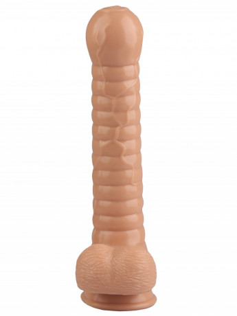 Рельефный анальный фаллос из гладкого и упругого эластомера