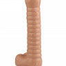 Рельефный анальный фаллос из гладкого и упругого эластомера