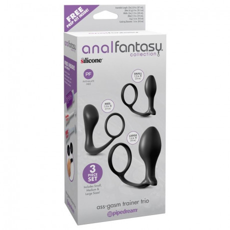 Набор анальных стимуляторов с эрекционными кольцами Ass-Gasm Trainer Trio