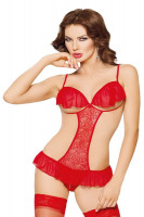 Красное боди с открытой грудью из ажурного материала Orsola