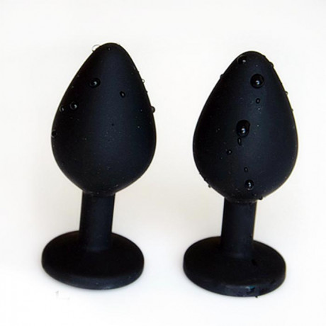 Силиконовая черная пробочка со стразой малая