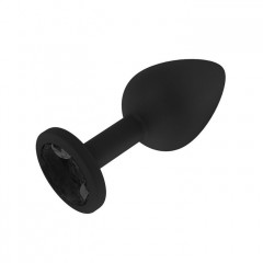 Силиконовая черная пробочка со стразой малая