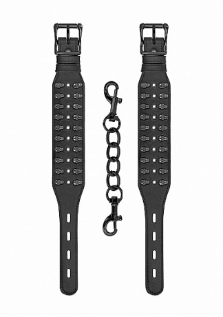 Наручники из эко кожи с металлической фурнитурой Skulls and Bones Black Skulls