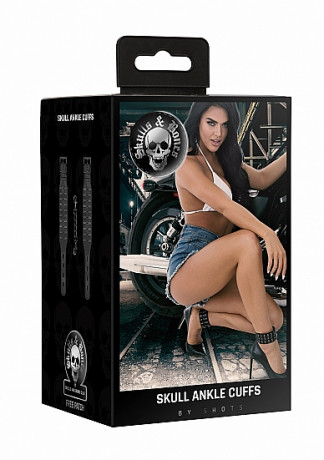 Наручники из эко кожи с металлической фурнитурой Skulls and Bones Black Skulls