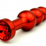 Красная анальная пробка из металла с украшением