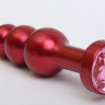Красная анальная пробка из металла с украшением