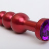 Красная анальная пробка из металла с украшением