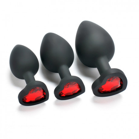 Черная анальная втулка с кристаллом в форме сердца