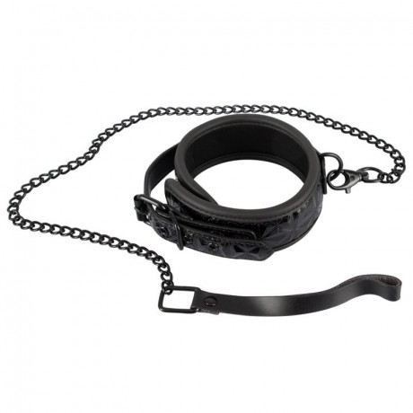 Черный ошейник и поводок цепочка Collar with Leash