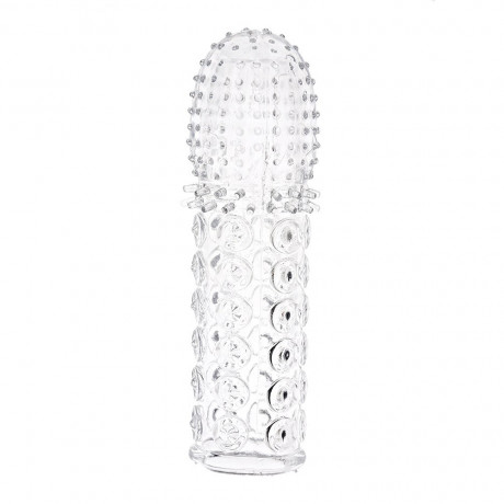 Закрытая насадка на пенис с шипами и ребрышками Sextoy