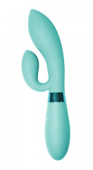 Вибратор из нежного силикона с отростком для стимуляции клитора Indeep Gina Turquoise