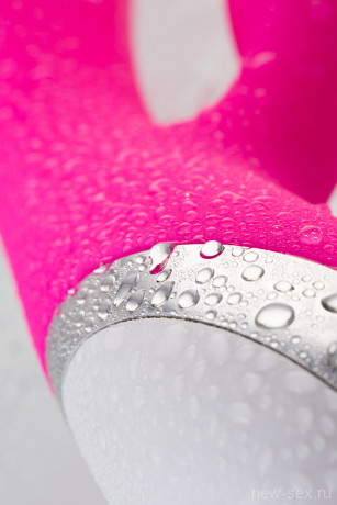 Силиконовый розовый вибратор с отростком для стимуляции клитора L'EROINA