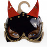 Маска дьяволенка из черно-красной натуральной лаковой кожи