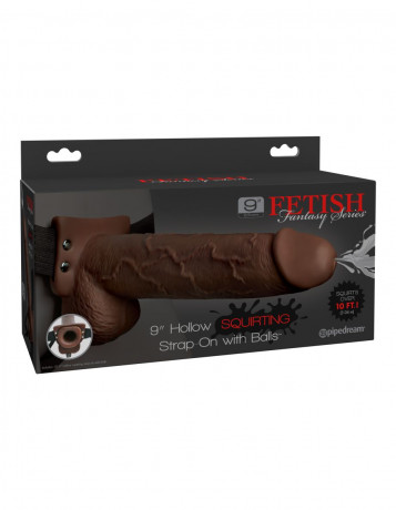 Полый страпон с функцией эякуляции 9 Hollow Squirting Strap-on with Balls Flesh	