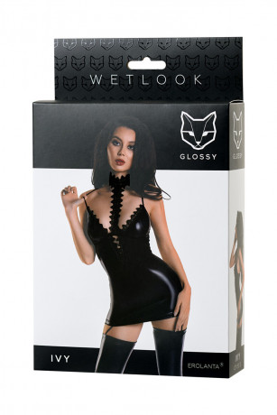 Платье с чокером из материала Wetlook Glossy Ivy