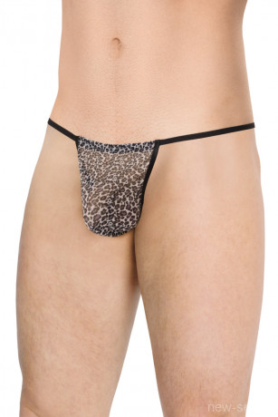 Мужские стринги из тонкой и мягкой сетки с принтом Леопард Animal Print