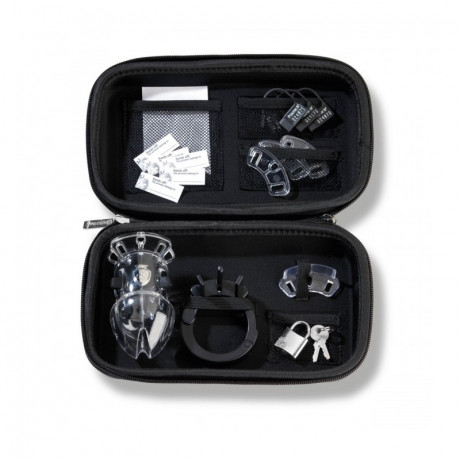 Прозрачная клетка на пенис Pubic Enemy 2 с электростимуляцией приборами MyStim