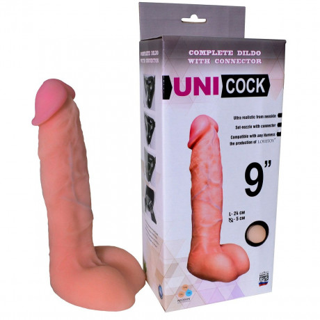 Ультра реалистичная насадка для пояса со штырьком телесного цвета Harness UNICOCK 9