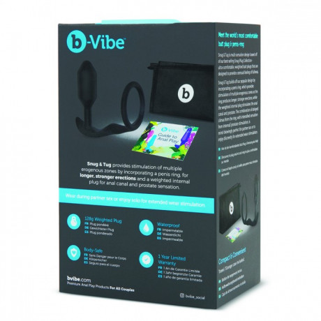 Эрекционное кольцо с утяжеленным анальным плагом B-vibe Snug Tug