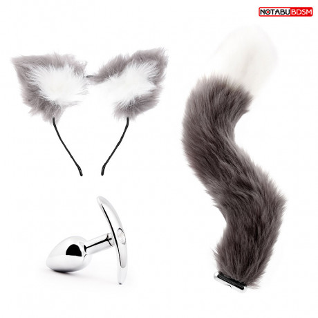 Потрясающий набор из металлической втулки с хвостиком и ушками