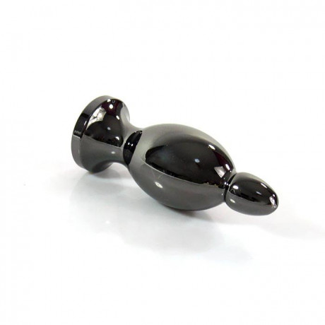 Анальный стимулятор черного цвета со стразой в основании