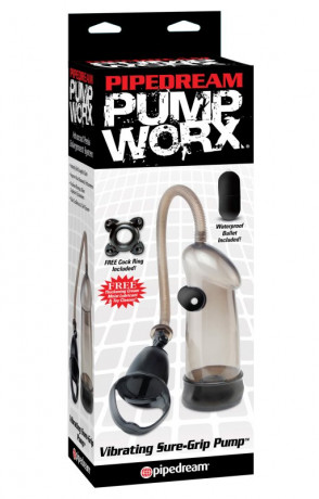 Помпа мужская SURE GRIP с вибрацией черная