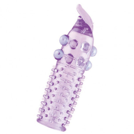 Гелевая прозрачная насадка с шариками, шипами и усиком