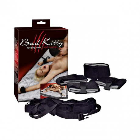 Фиксация для рук с привязью на кровать Bad Kitty Bettfesselset