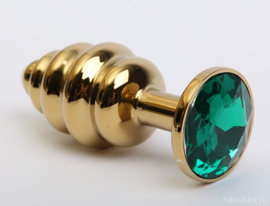 Пробка анальная металл золото со стразом