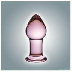 Прочная стеклянная анальная пробка розового цвета