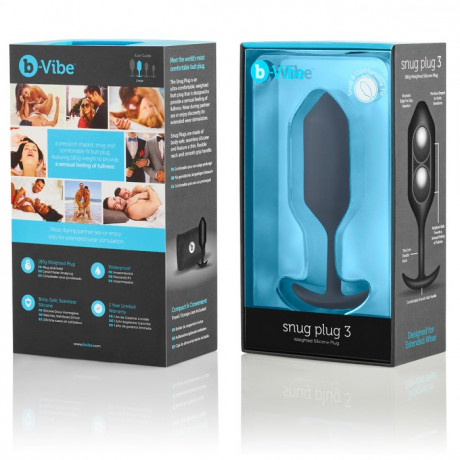 Анальный плаг с 2 металлическими шарами для ношения B-vibe Snug Plug 3