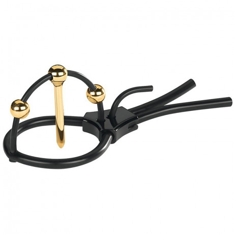 Утяжка на головку пениса с уретральным плагом Plunging Pete для электростимуляции приборами Mystim 