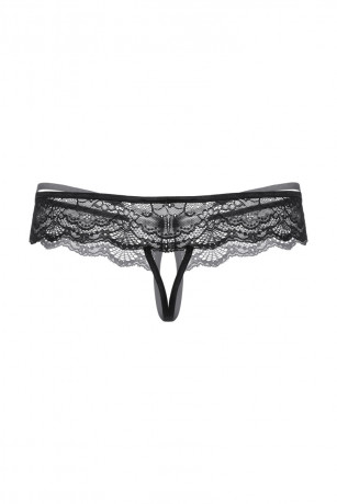 Черные трусики с доступом из эластичного и тонкого кружева