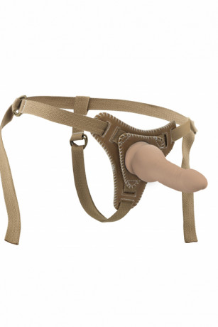 Женский ремневой страпон с креплением на кожаных трусиках Strap-On With Straps