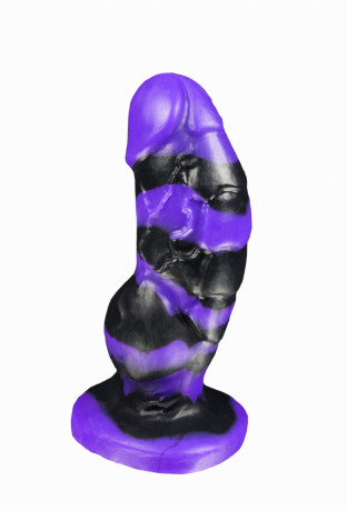 Фаллоимитатор черно-фиолетового цвета с ярко выраженной головкой Мартин medium