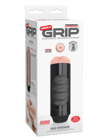Вибромастурбатор-анус в мягкой тубе Mega Grip Vibrating Stroker Ass