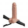 Перезаряжаемый вибрострапон с пультом ДУ 7 Hollow Rechargeable Strap-On Remote Tan