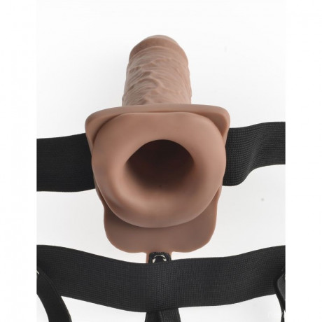 Перезаряжаемый вибрострапон с пультом ДУ 7 Hollow Rechargeable Strap-On Remote Tan