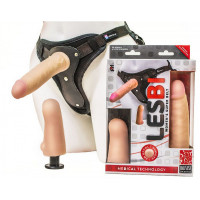 Регулируемый страпон с двумя насадками из Киберкожи Harness LESBIAN SERIES