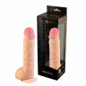 Телесный супер реалистичный фаллоимитатор с мошонкой и присоской