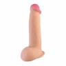 Телесный супер реалистичный фаллоимитатор с мошонкой и присоской