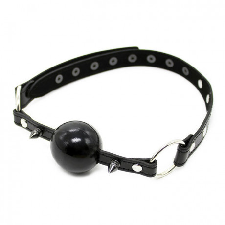 Кляп с шаром кожаный черный