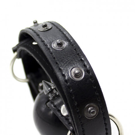 Кляп с шаром кожаный черный