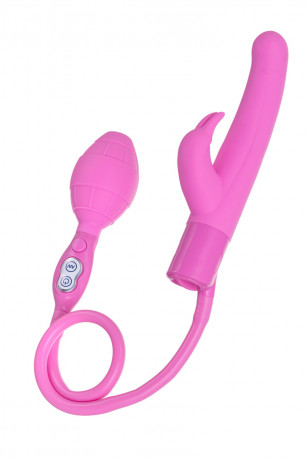 Надувной вибратор с клиторальным стимулятором Seven Creations